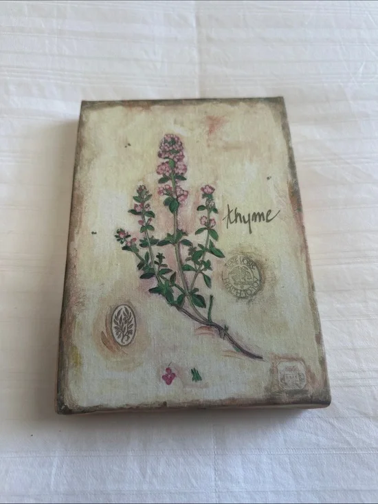 Botanical Thyme Wall Art Print - Pink and Green