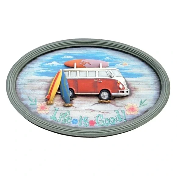 Beachcombers Life is Good Surf Van 3D Wall Plaque Coastal Beach Decor Sign 23x16