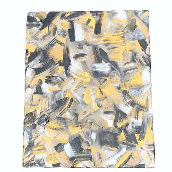 HANDCRAFTED BLACK/GOLD/SILVER/CREAM ABSTRACT ART