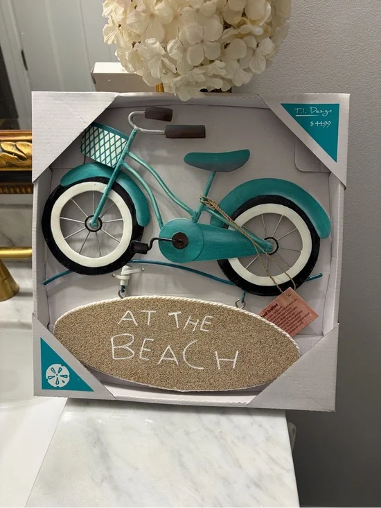 Teal Beach Bike Wall Decor - 