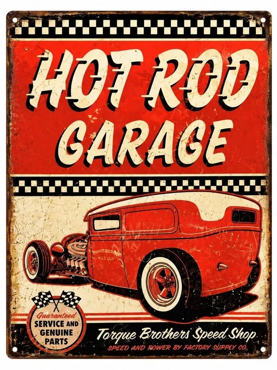 NEW Hot Rod Garage Metal Sign