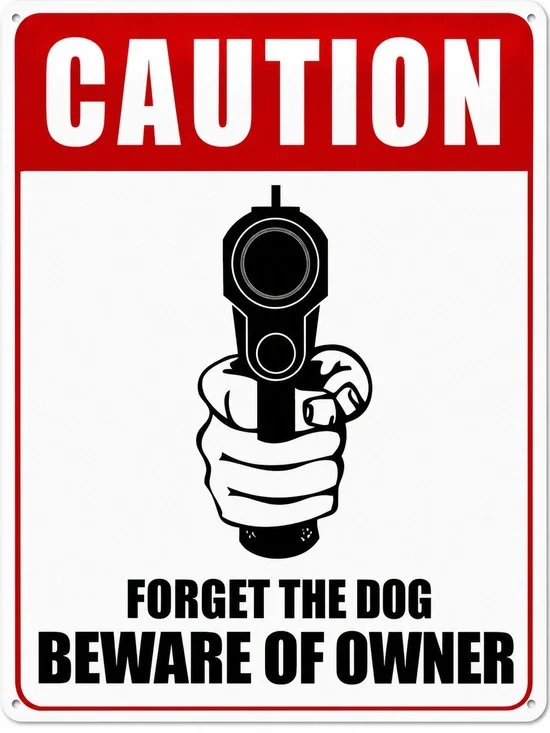 NEW Caution Beware Of Owner Metal Sign