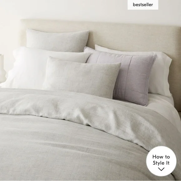 European Flax Linen Duvet Cover - Frost Grey