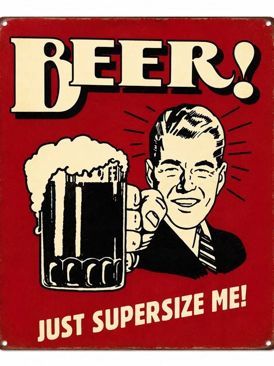 NEW Beer Just Supersize Me Metal Sign
