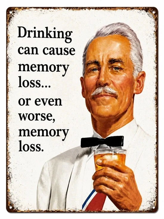 NEW Drinking Can Cause Memory Loss Metal Sign