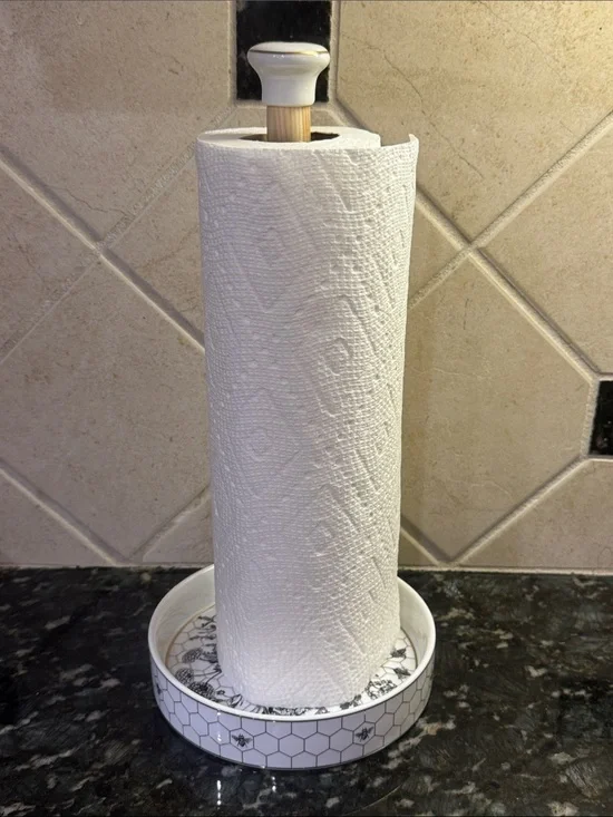 Williams Sonoma Honeycomb Porcelain Paper Towel Holder - New!