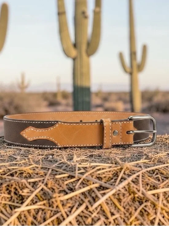 Men's Two-Tone Brown and Tan Leather Belt