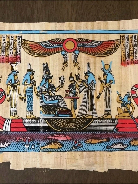 Authentic Papyrus   Egyptian Papyrus Wall Art - Blue, Red, Gold