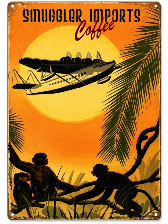 NEW Smuggler Imports Coffee Metal Sign