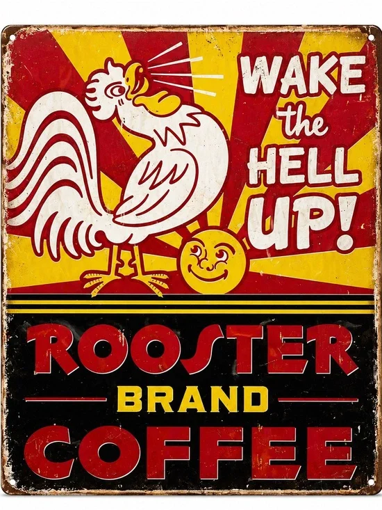 NEW Rooster Brand Coffee Metal Sign