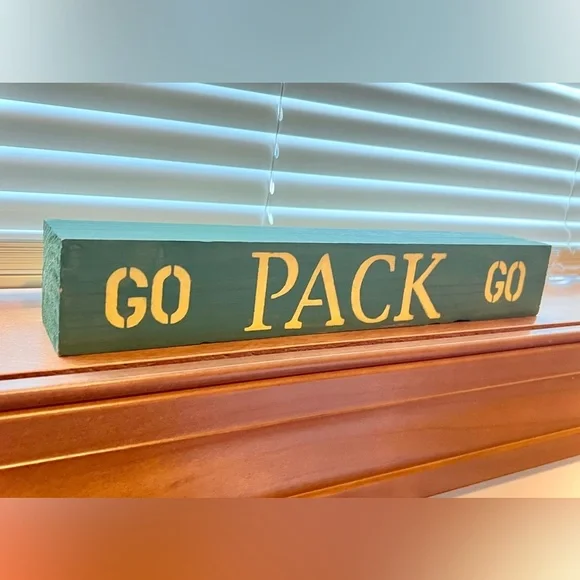 Green Bay Packers Green and Gold Solid Wood Sign Decor