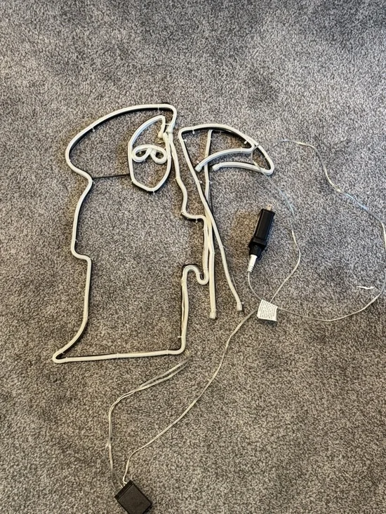 White Neon Grim Reaper Silhouette Light