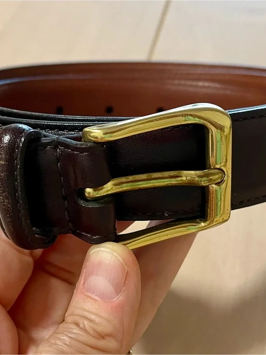 Coach Men's Dark Brown Leather Belt with Brass Buckle Sz40 Burnished Cowhide