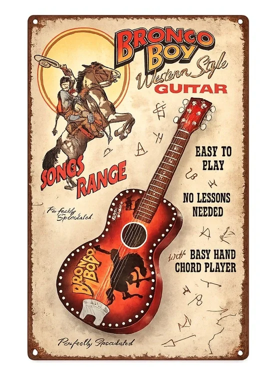 NEW Bronco Boy Guitar Metal Sign
