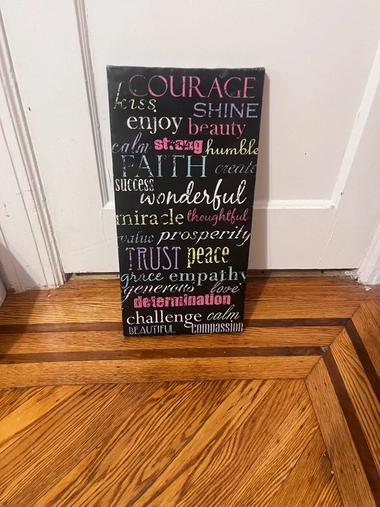 Inspirational Word Art Wall Decor - Black with Multicolor Text