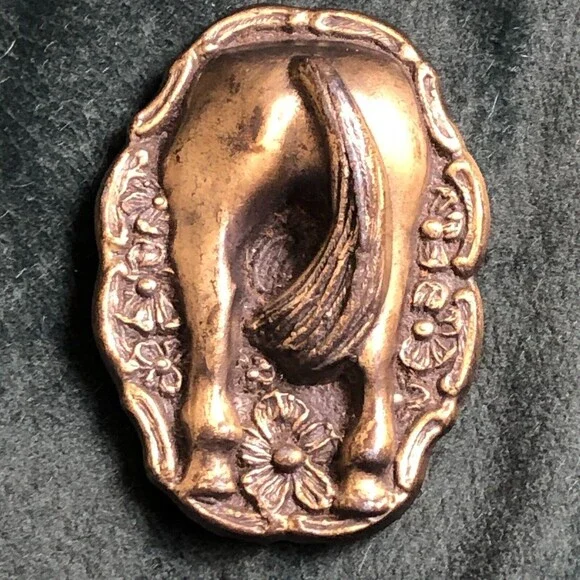 Vintage Horses Backside Butt Brass Belt Buckle 3.5