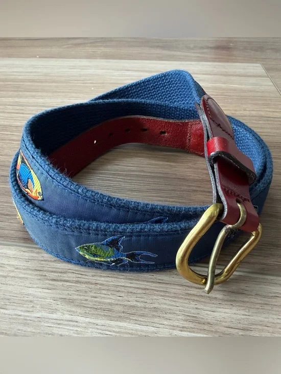 Leather Man Limited Navy Blue Fish Belt size 44