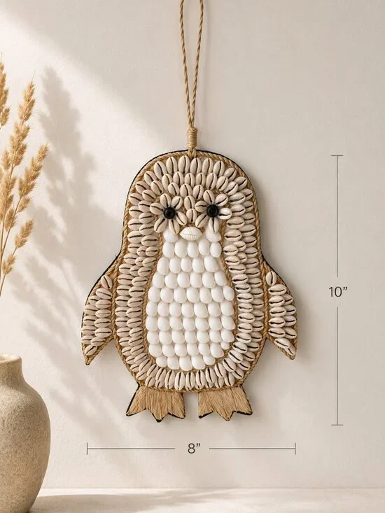 Shell Owl Wall Hanging – Handmade Coastal Decor