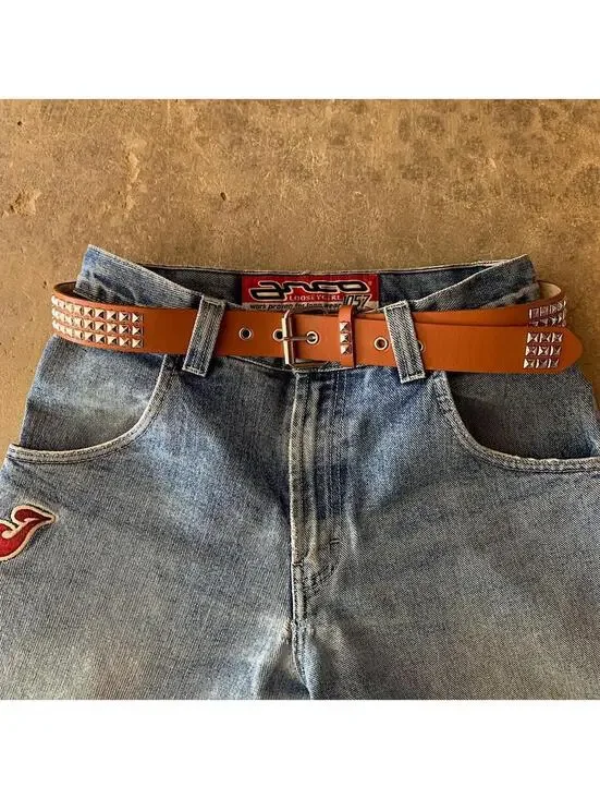 Diamond Studded Brown Essential Belt Unisex