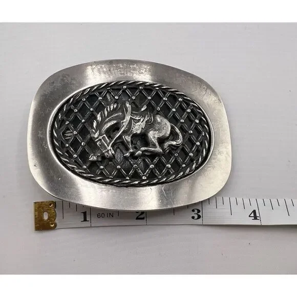 Reining Western Belt Buckle‎ Rodeo Silver And Black