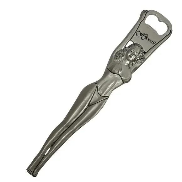 Hawaii Hula Girl Metal Bottle Opener 8 Inch Silver Souvenir