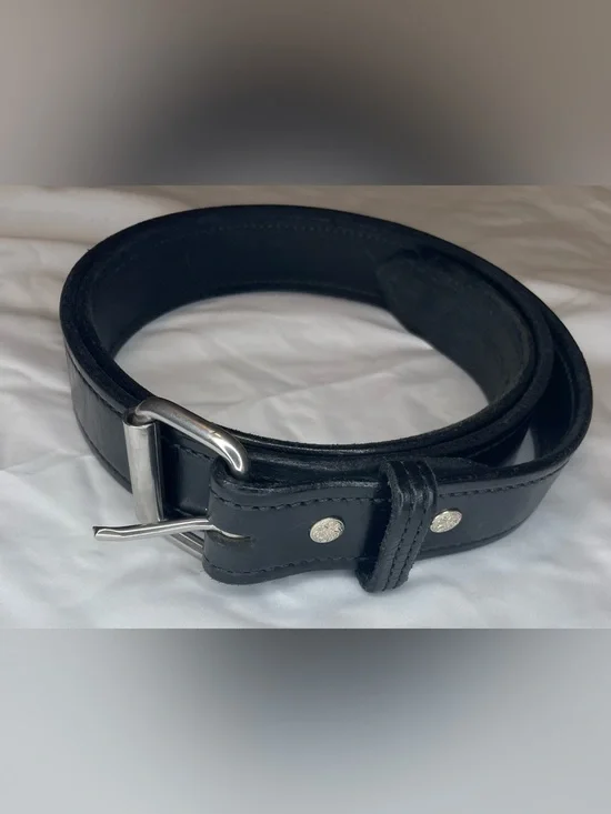 Classic Black Leather Urban Carry Brand Men's Belt with Silver Buckle