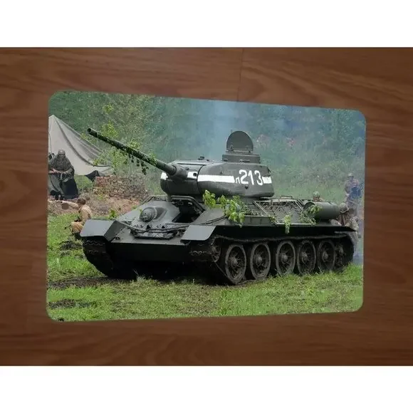 Russian Soviet T-34 Military Tank 8x12 Metal Wall Sign‎