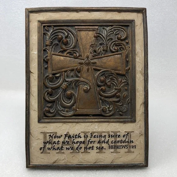 Decorative Cross Wall Plaque Carved With Inspirational Bible Verse Quote Resin