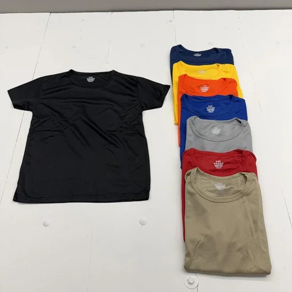 Reloust Shirt Youth 9-10Y Multicolor Short Sleeve Polyester Athletic 8 Pack