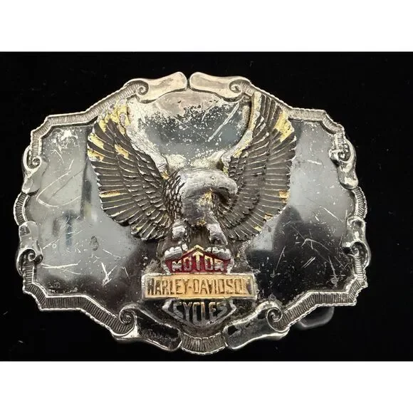 Vintage 1980s Harley-Davidson Eagle and Bar&Shield belt buckle