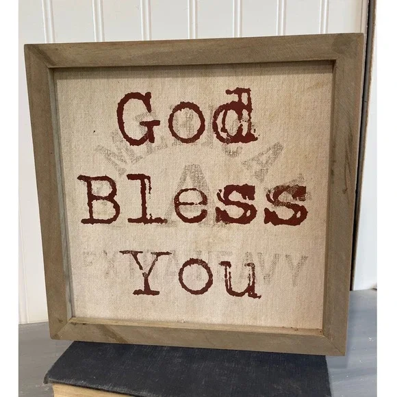 The Hearthside Collection God Bless You Wood Framed Rustic Wall Art‎ 10x10 Sign
