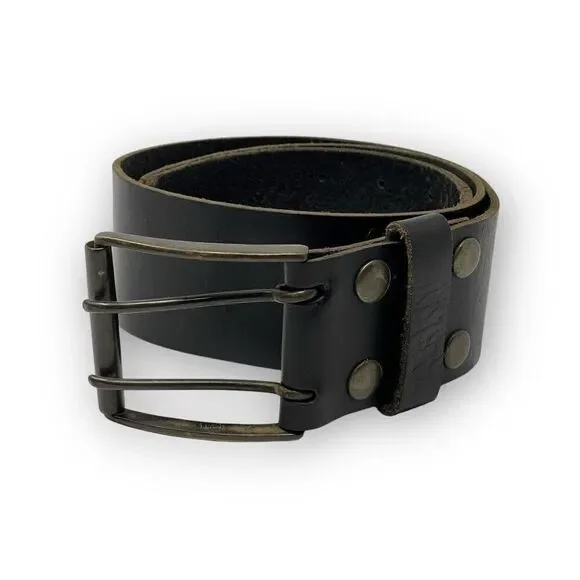 Cowboys Belt Brown Brass Double Hole Genuine Leather Belt Unisex Size 34 Waist
