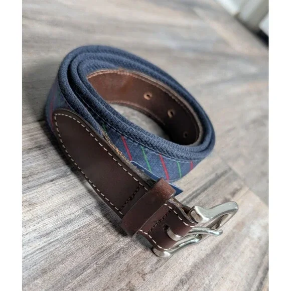 Vineyard Vines Canvas Club Belt Men's Size 36 Made in USA Blue Preppy Golf