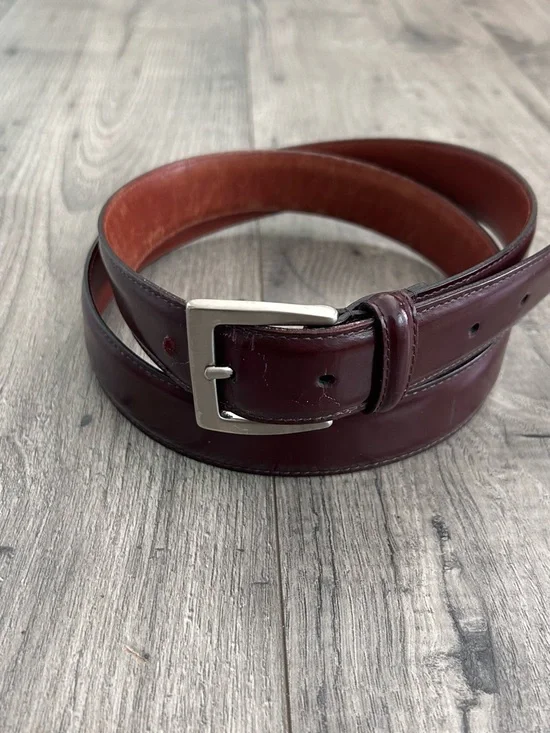 Coach Brown Leather Dress Belt Silver Buckle Size 40