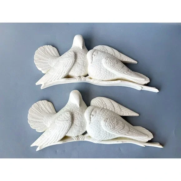 Vintage 1976 Burwood Products White Dove Wall Hanging‎ Set 2024 MCM Birds 2pc