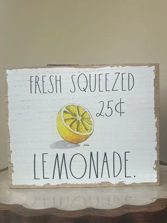 Rae Dunn‎ Fresh Squeezed Lemonade Wood Sign Farmhouse Decor NEW