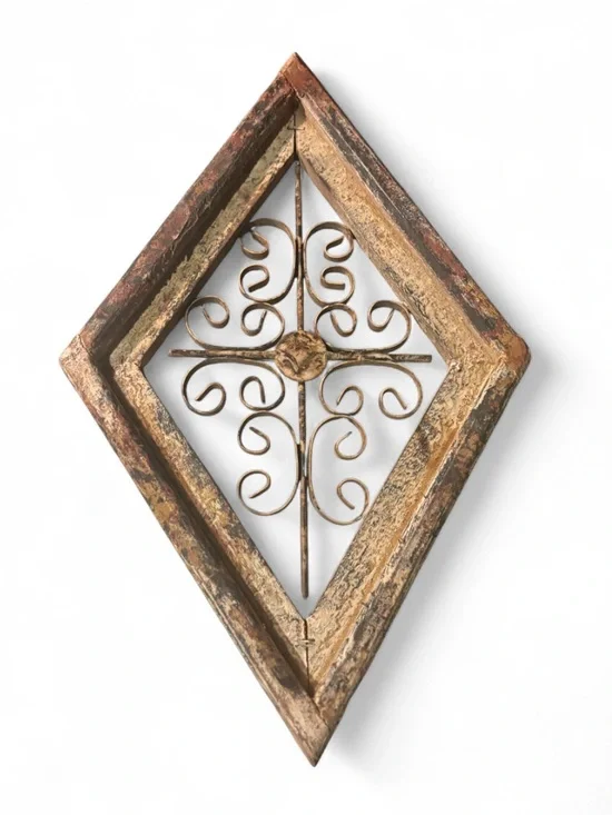 Vintage Mexican Rustic Wood Iron Wall  Scroll  Plaque Hacienda Decor 20
