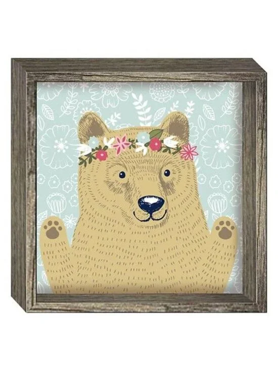 Cute Festival Bear Wood Framed Art Wall Decor by Pillowfort, 12