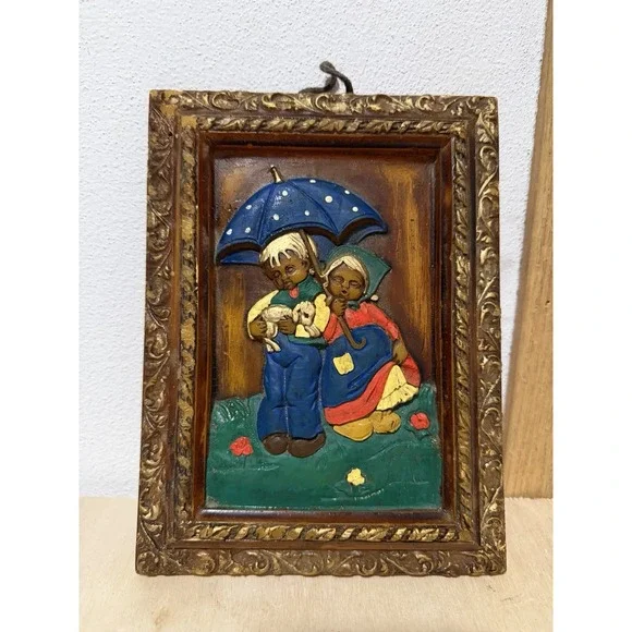 vintage 3D Hummel style wall plaque Made Of Wax