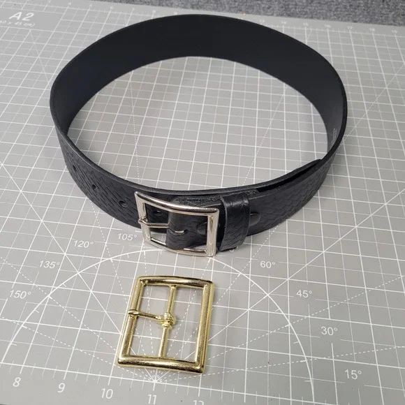 Perfect Fit Leather Belt Mens 28 Black 1.75 Garrison Basketweave w/ Extra Buckle