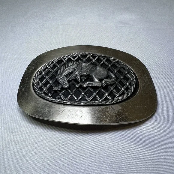 Reining Western Belt Buckle Rodeo Silver And Black‎