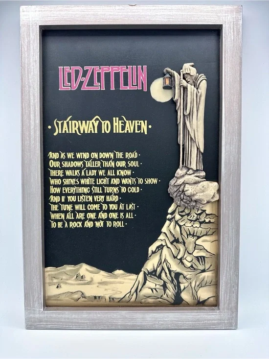 Led Zeppelin 3D Chalk Board Sign Framed Wall Hanging
