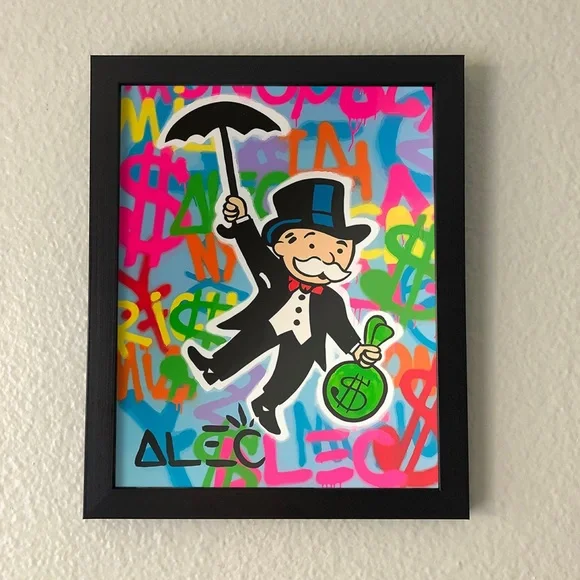 Hand Crafted Bright Multicolor Monopoly Man Pop Art Print