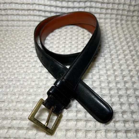 Coach | Size 34 inch Black and‎ Brown Leather Belt with Silver Buckle