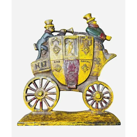 VTG  Nuydea Cast Iron Royal Mail Coach‎ Door Stop / Bookend