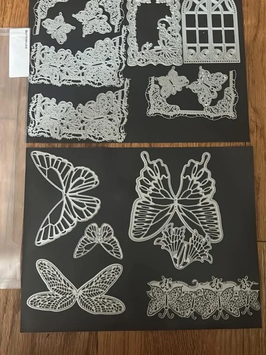 Home Wall Decor Butterfly Lace Metal Die-Cut Stencils - White