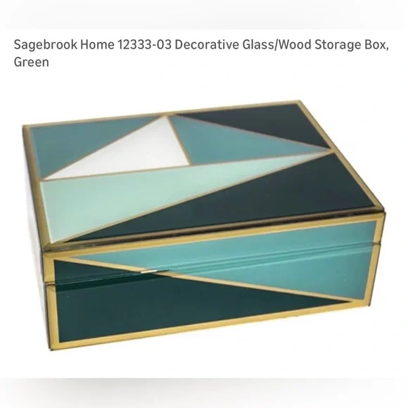 Sagebrook Home Decorative Glass/Wood Storage Box, LIKE NEW