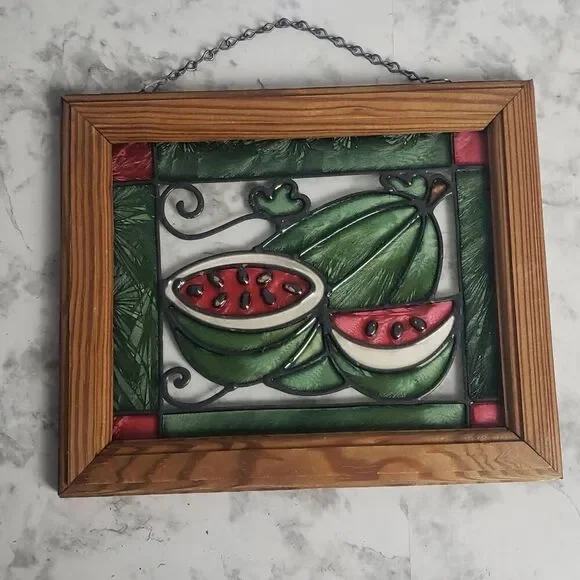 Vintage Glass Picture Watermelon‎ Wall Decor