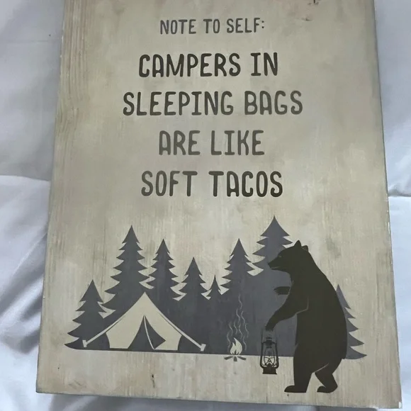 New Camping Camper RV Wall Art Sign Bear Tent campers are like soft tacos