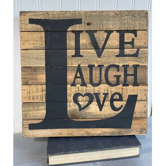 Live Laugh Love Rustic Wood‎ Pallet Wall Art Sign Farmhouse Decor 12x12 Square